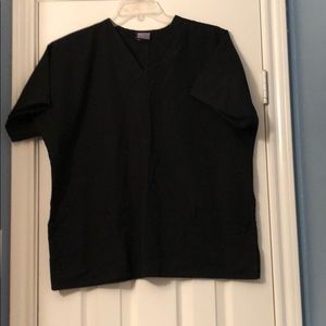 Black scrub top with bottom pockets